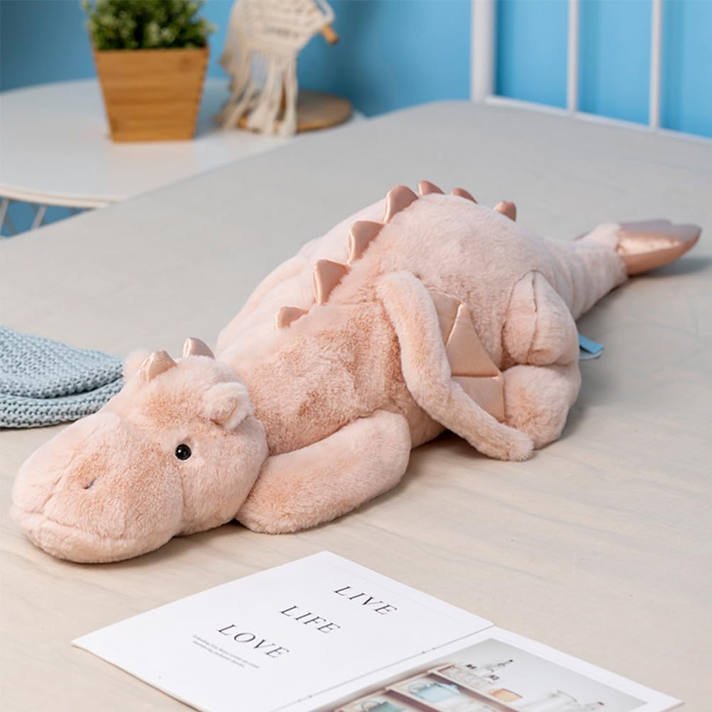 Leahaoe 27.5" 2Lbs Weighted Stuffed Animal, Soft and Sturdy Weighted Dragon Plush for Kids and Adults, Small Pink Dragon Stuffed Animal
