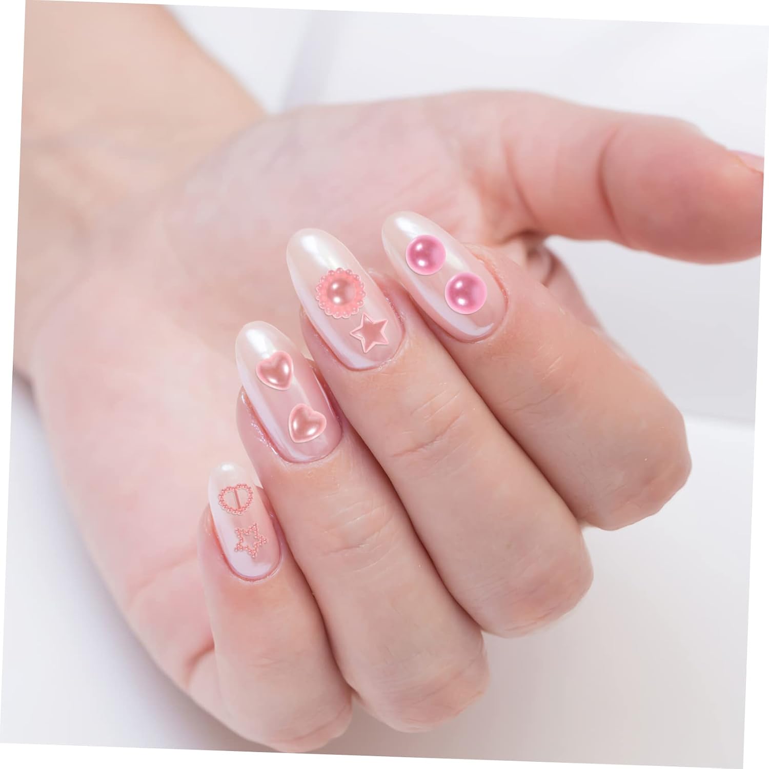 4bags Plastic Craft Ornaments Nail Charms Heart Star Bowknot Sunflower Beads Diy Decorative Accessories