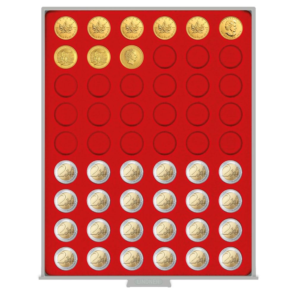 Box per Monete Standard con 20 incavature tonde per Capsule per Monete con 46 mm Esterno e per Box per Monete LINDNER Capsule Piccole