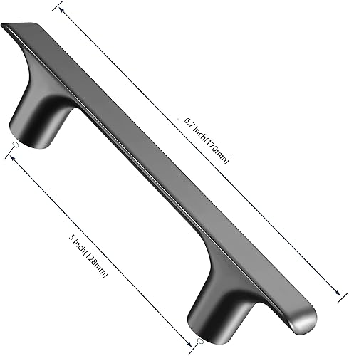 Miniatura 4 de Paquete de 30 manijas de gabinete de aleación de zinc de alta calidad, 5 pulgadas (5.039 in), color negro perla, modernos tiradores de gabinete para