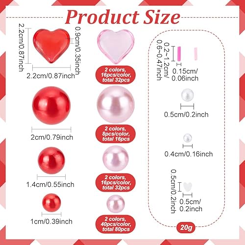 Miniatura 2 de BENECREAT 180 piezas de rellenos de jarrón de corazón, velas flotantes con perlas de plástico, cuentas de corazón de acrílico y cabujones redondos