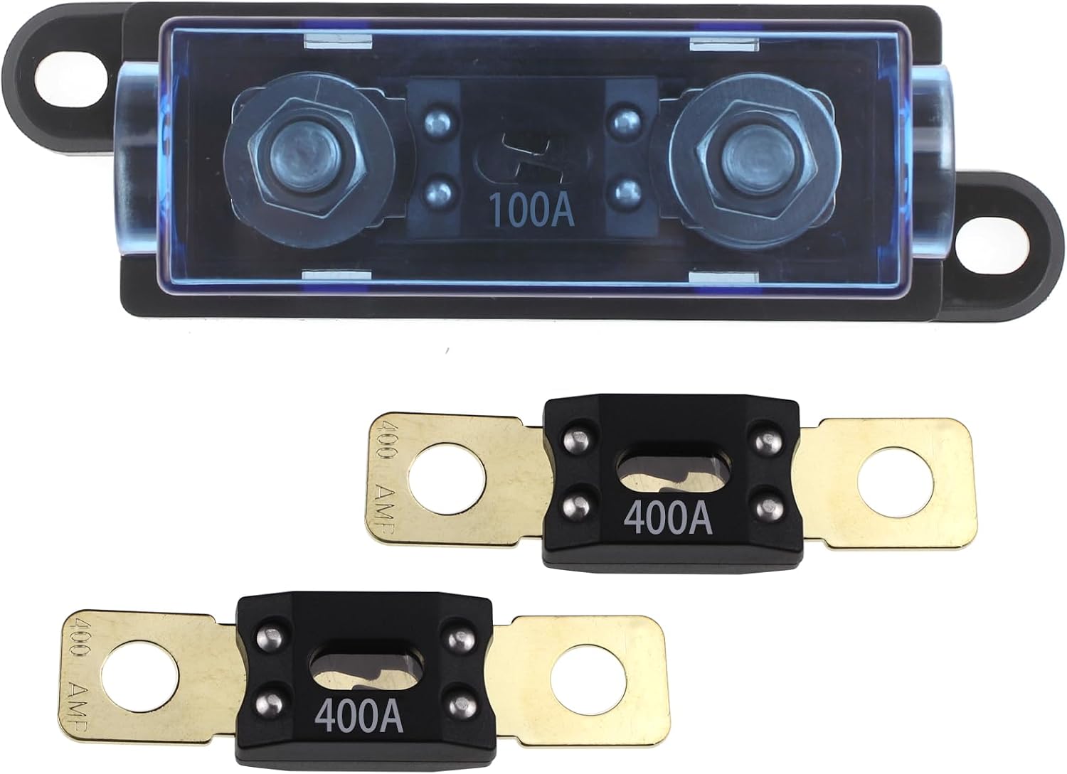 AMG/Mega Fuse Holder with 400 Amp High-Current Fuse for Battery Bank, Inverter