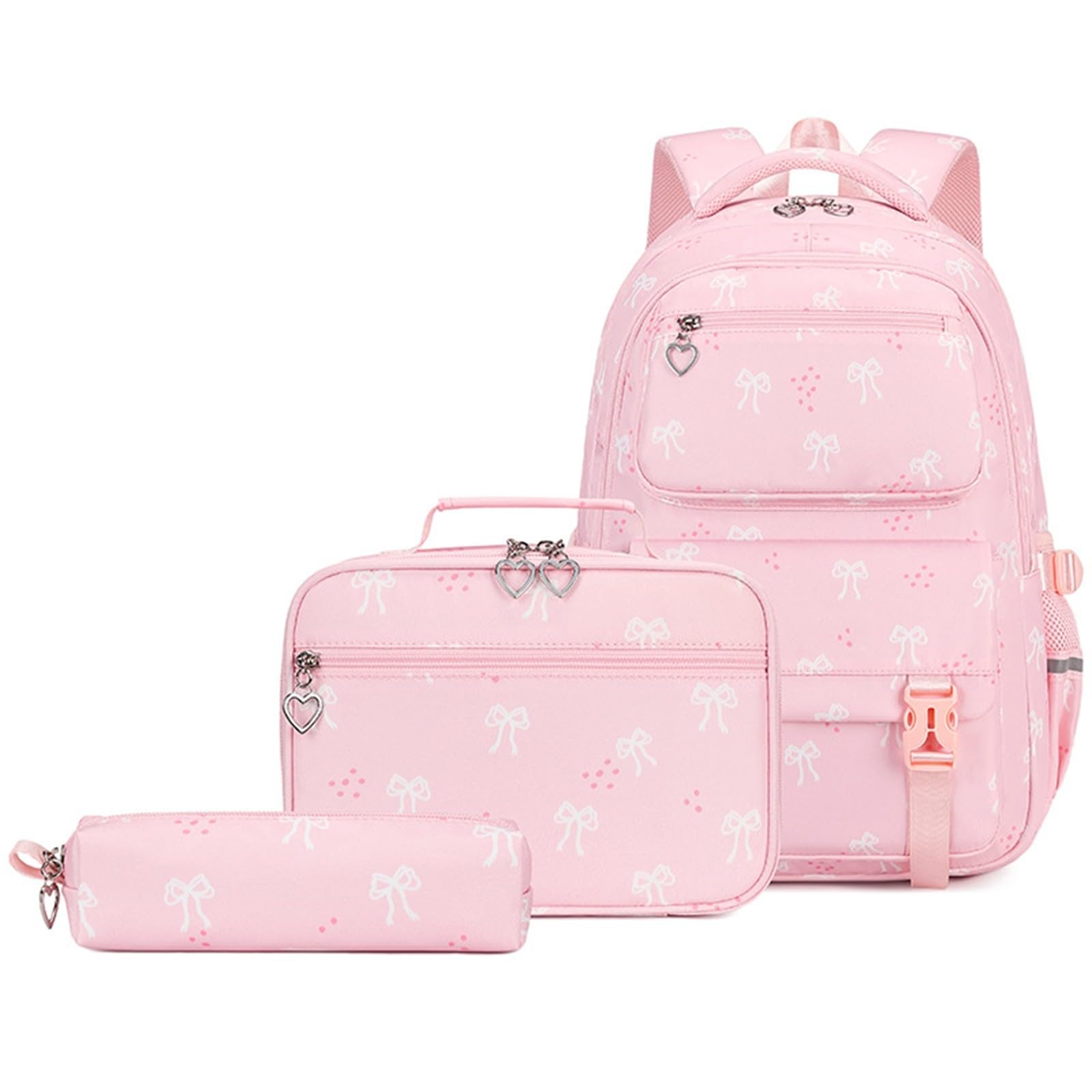 Zaino Bambino Scuola Elementare - Zainetto Bambino,Completo tre pezzi alla moda leggero con stampa fiocco ideale per tutti giorni viaggi scuola.(37cmx46cmx19cm)
