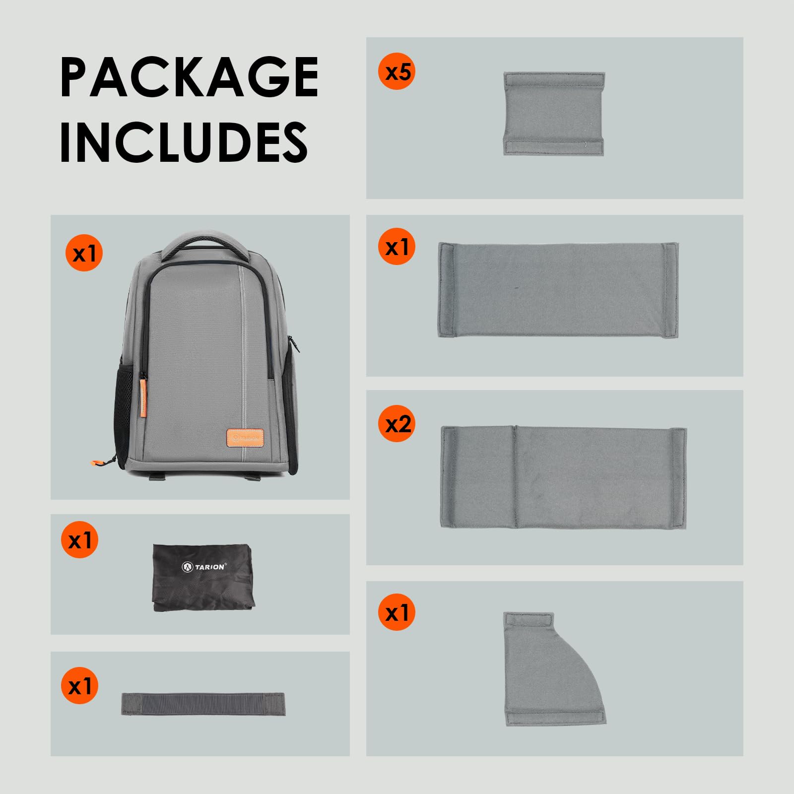 TARION Mochilas grandes para cámara para fotógrafos, bolsa impermeable para cámara, mochila de fotografía con compartimento para laptop de 15.6 pulgadas, cubierta de lluvia, soporte para trípode de