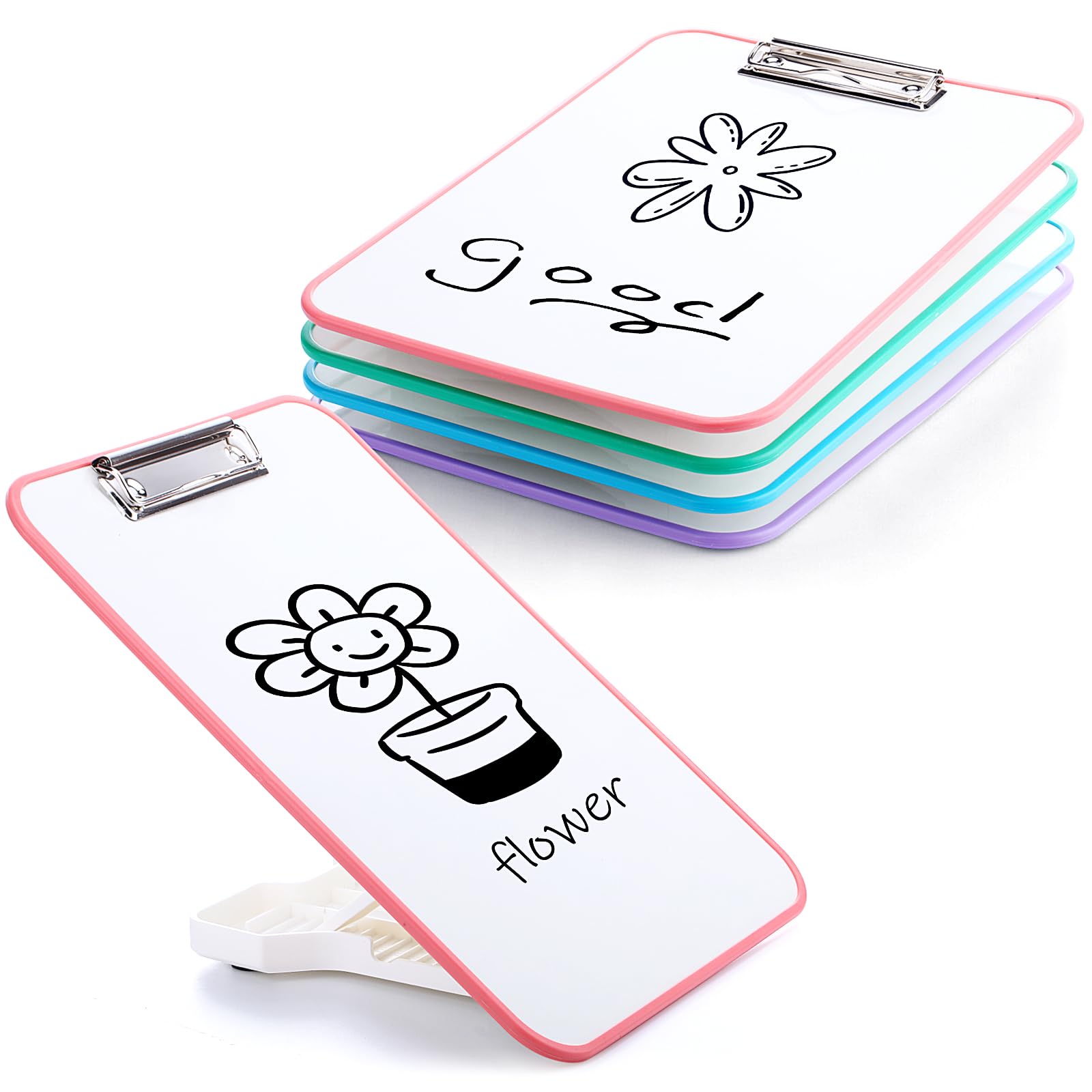 Seajan 4er-Set schräge Schreibtafel mit Ständer, 15°-75° Desktop-Whiteboard, trocken abwischbar, Klemmbrett, 30,5 x 22,9 cm, tragbar, wiederverwendbar, Handschrift, Lehrer, Bürobedarf zum Lesen