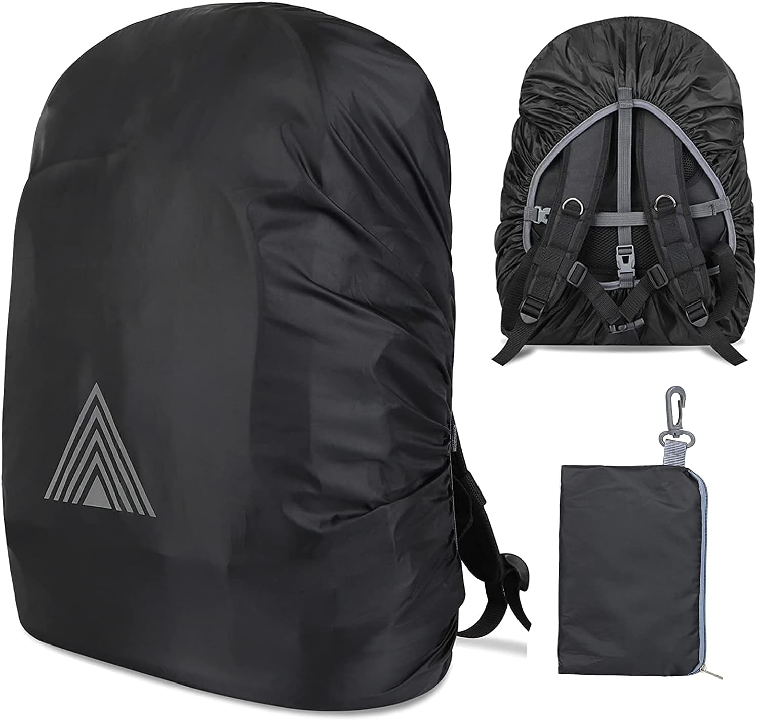NA Waterproof Backpack Rain Cover (15-75L), Reflective Rucksack Cover, Adjustable Rucksack Rain Cover, Foldable Rainproof Dustproof Backpack Protector for Hiking, Camping, Cycling