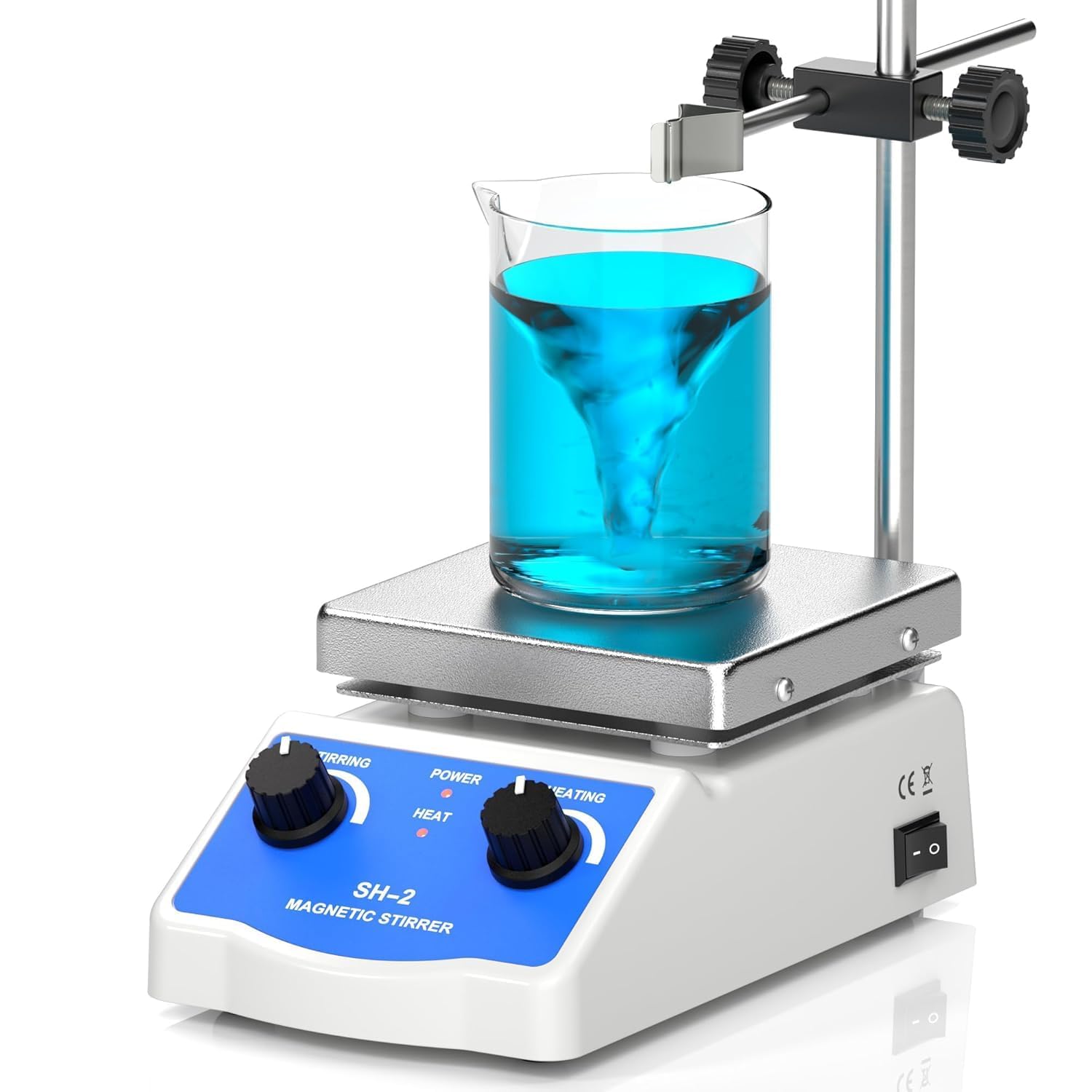 Agitadora Magnética Placa Caliente con Recuperador de Barra Agitadora, 100-2000RPM Agitador de Placa Caliente, Max.270℃ Agitador Magnético de Placa Calefactora, Max.2000ml Agitador Magnético