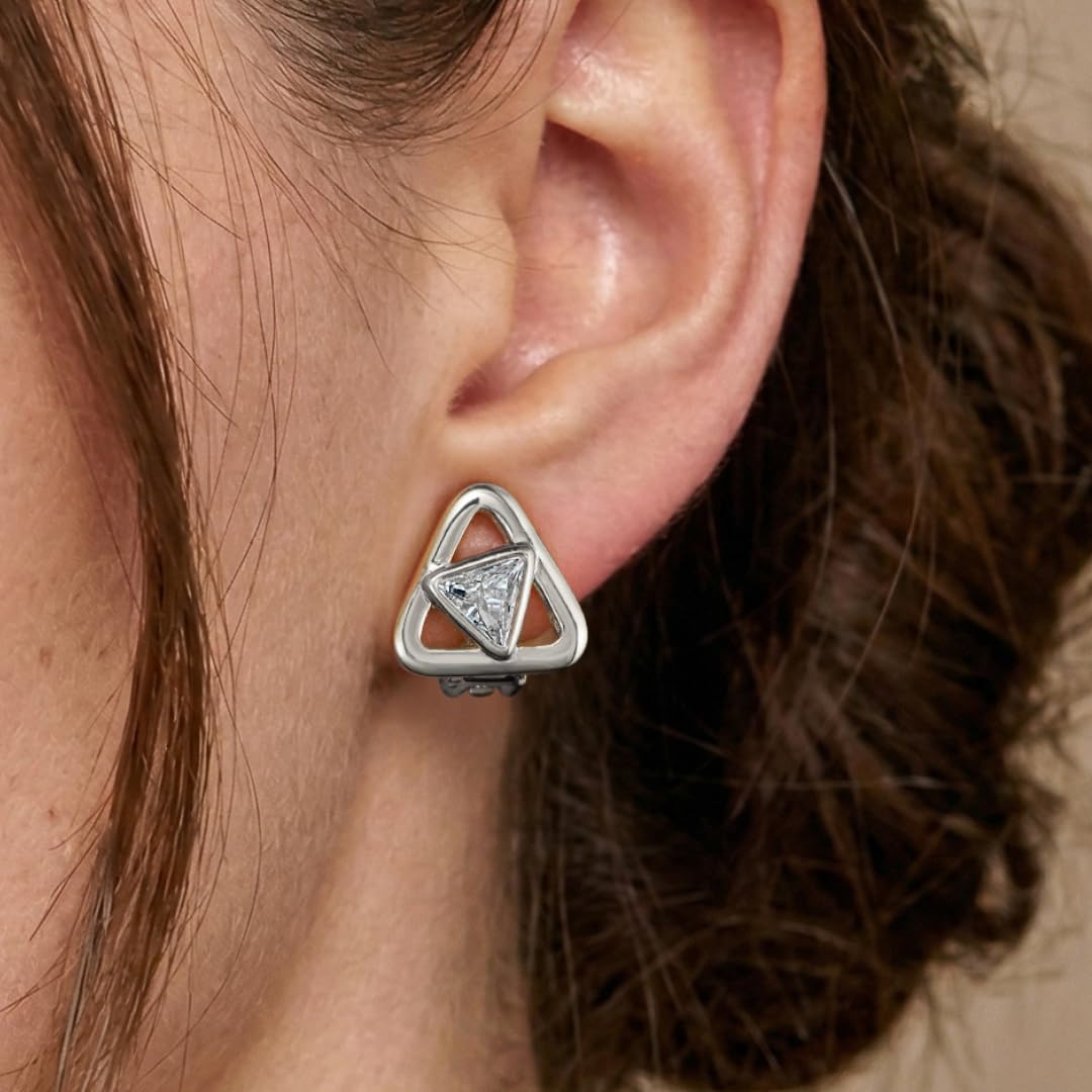 Traveller Orecchini a clip – Donna – Argento – Cristalli – 7 mm – Triangolo – Platinato – 15 mm – 157882