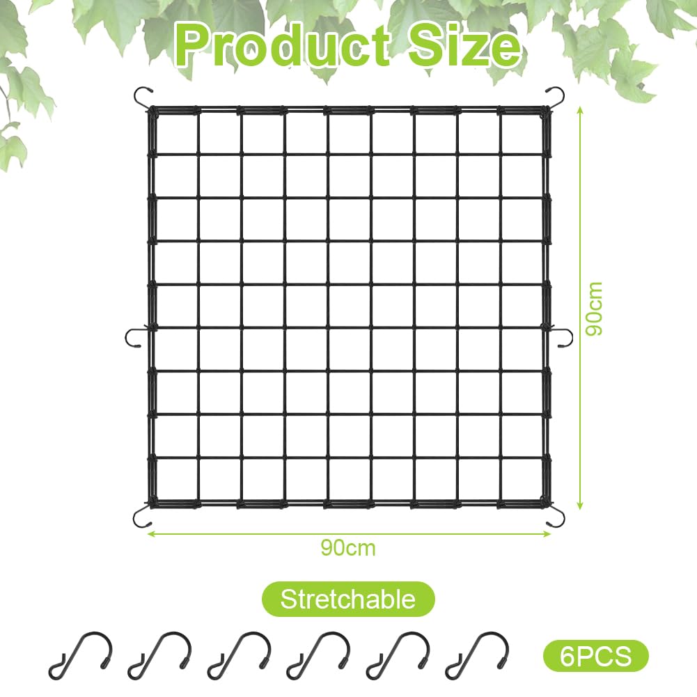 OFFCUP Grow Tent Trellis Netting 90 * 90cm, Heavy-Duty Elastic Plant Net with 6 Steel Hooks - Image 2