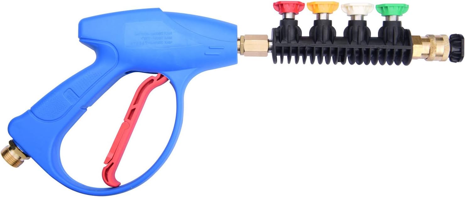 GDHXW X-011 High Pressure Washer Gun Kit with 3000PSI 5 A Spray Nozzles Tips Male Screw Nipple Quick Coupler Plug