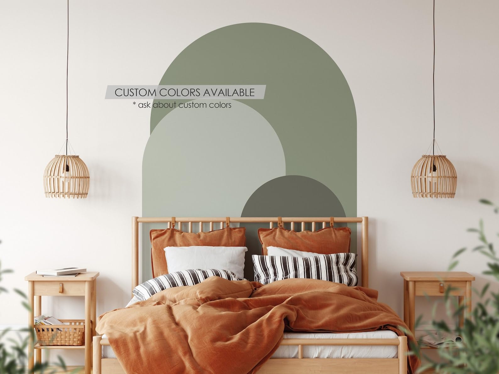 Coloritto Dusty Green Modern Arch Wall Decal | Peel and Stick Arch Wall Sticker | Removable Self Adhesive Boho Mural | Headboard Sticker (48