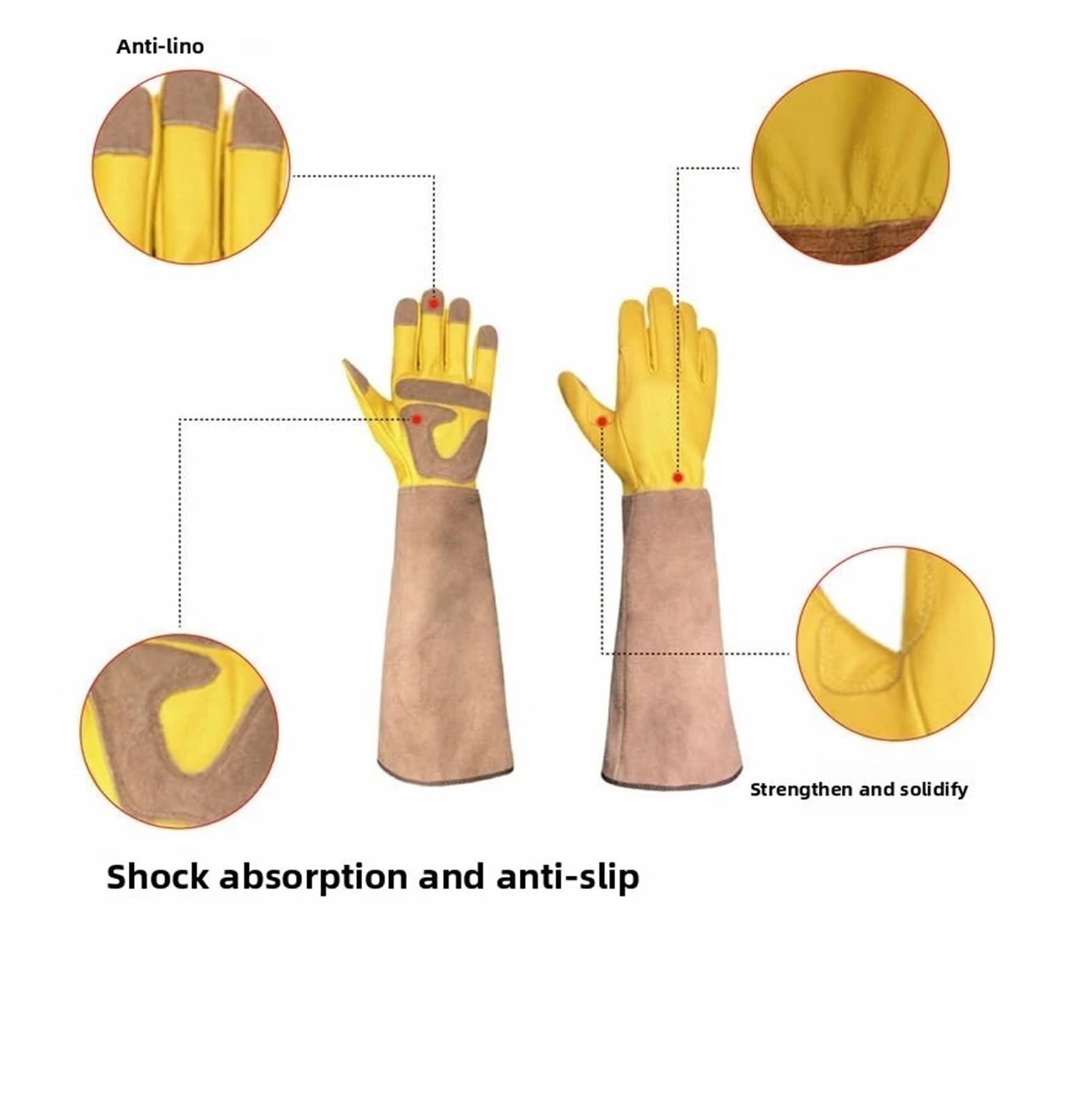 Gants De Jardin Longs For Travaux De Jardinage, Matériau En Peau De Vache