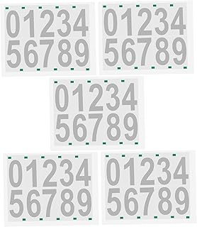 VOSAREA 5 Sheets Trash Can Stickers Racing Stickers Number Decals Adhesive Labels Reflective House Numbers Self Adhesive Bins Numbers Mailbox Numbers Decals Vinyl Numbers Mail Box Numbers