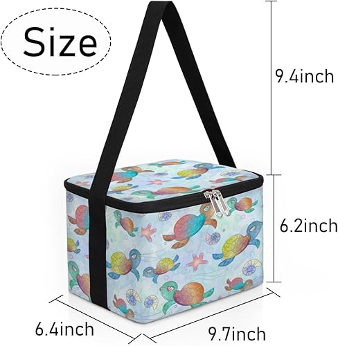 Miniatura 7 de QsirBC Coloured Turtles Insulated Lunch Bag Women Reusable Lunch Tote Square Meal Bag for Adults Men Cooler Lunch Box for Work Travel Picnic Food
