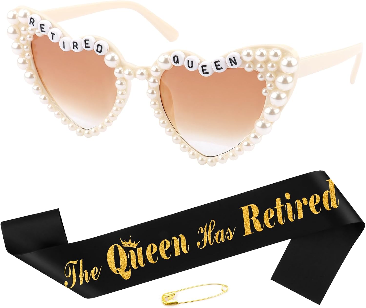 Chanaco Retirement Party Decorations Teacher Retirement Gifts for Women Black and Gold The Queen has Retired Sash Sunglasses Funny Retired Party Supplies