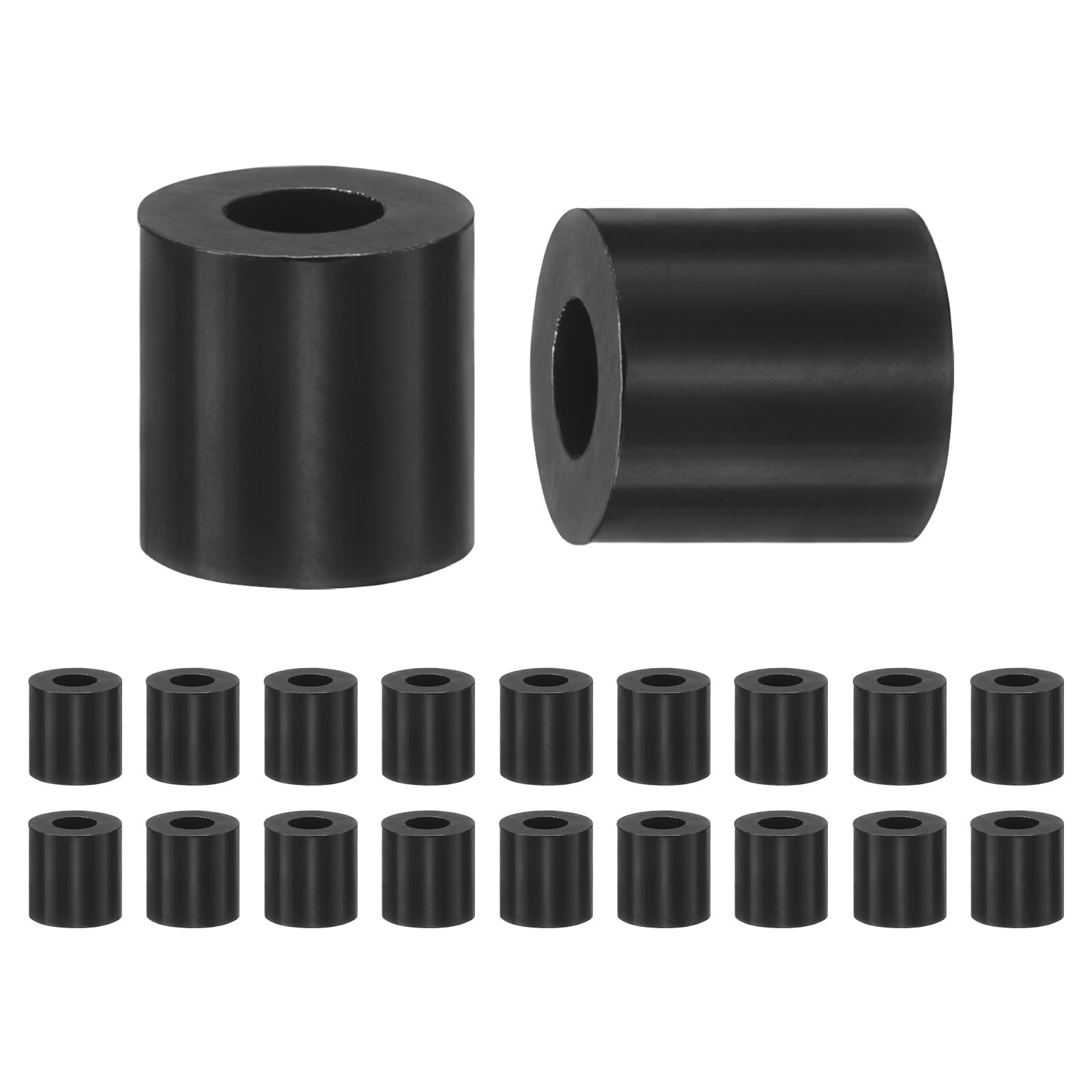M METERXITY 200 Pack Nylon Washers, 3.2mm ID 7mm OD 7mm Length Round Plastic Spacer Washer Standoff Non-Threaded for M3 Screws/Bolts/Electrical Outlet/Switch Receptacle[Black]