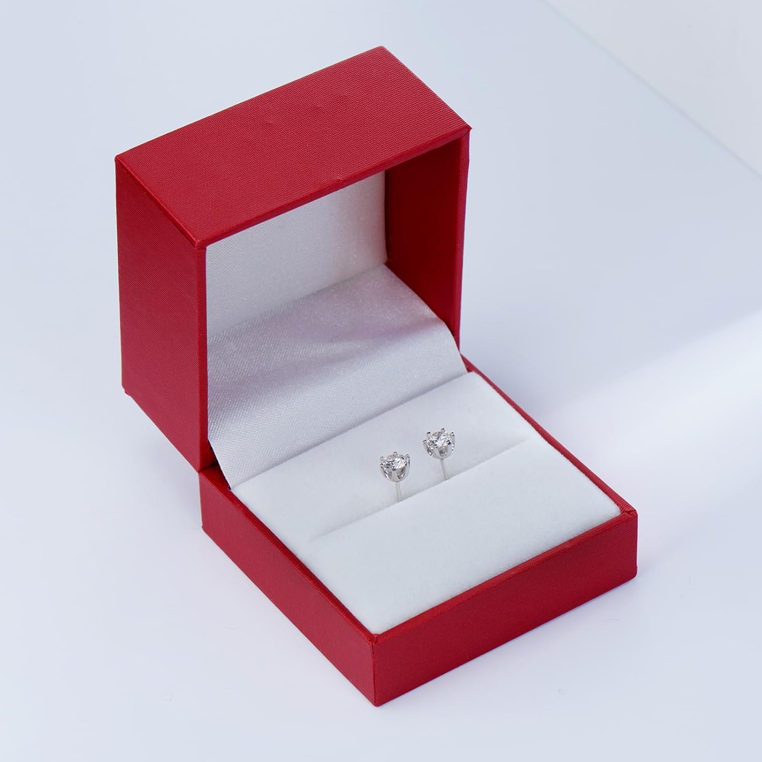 Moissanite Stud Earrings 10k White Gold Plated Sterling Silver Hypoallergenic Earrings for Women (1ct stud earrings)