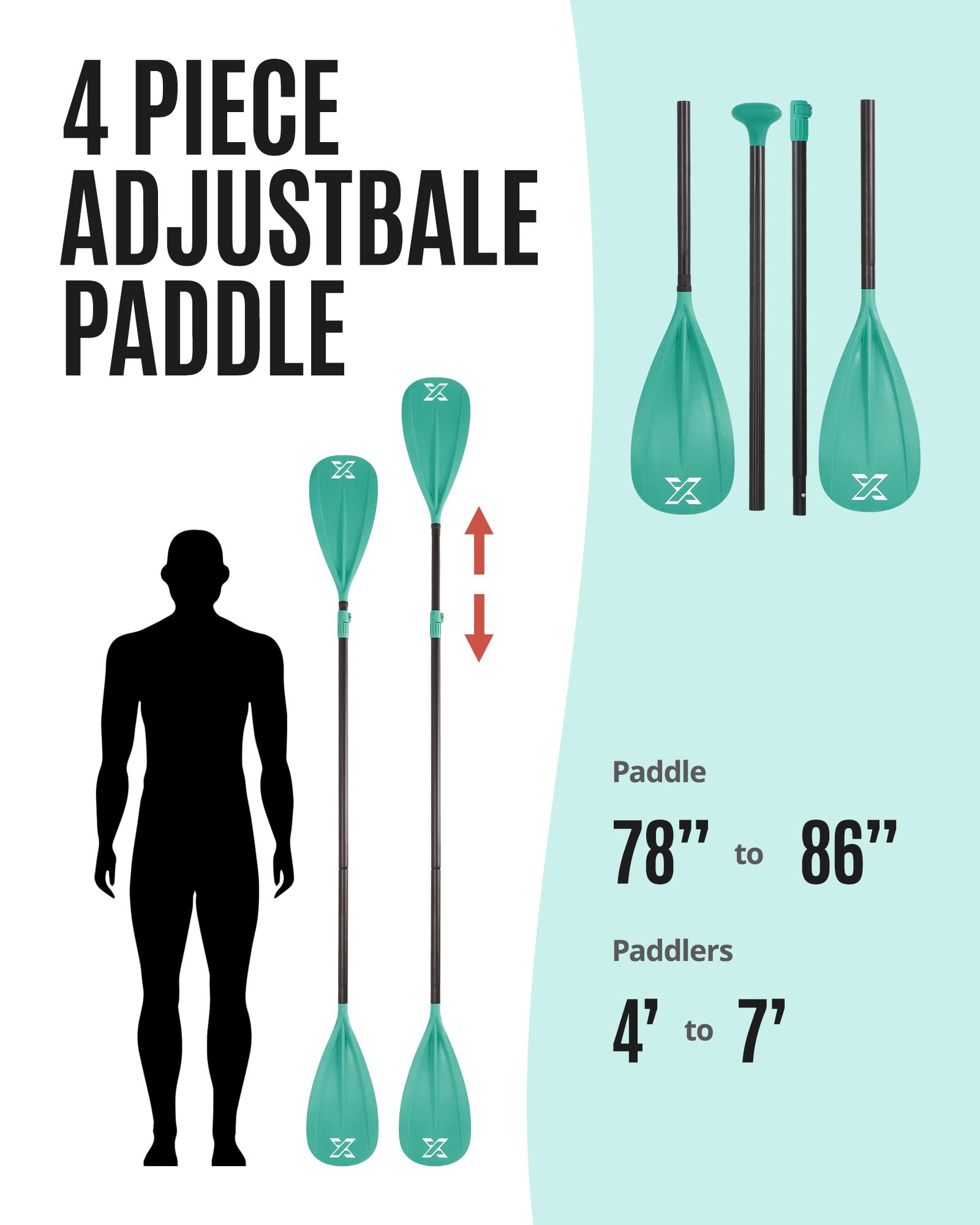 ZLX Remo Paddle Surf,Pala Paddle Surf Carbono de Aluminio Ajustable de 3 y 4 Piezas Hoja de Fibra de Vidrio, Surfear, Flotar y Disfrutar de los Deportes acuáticos