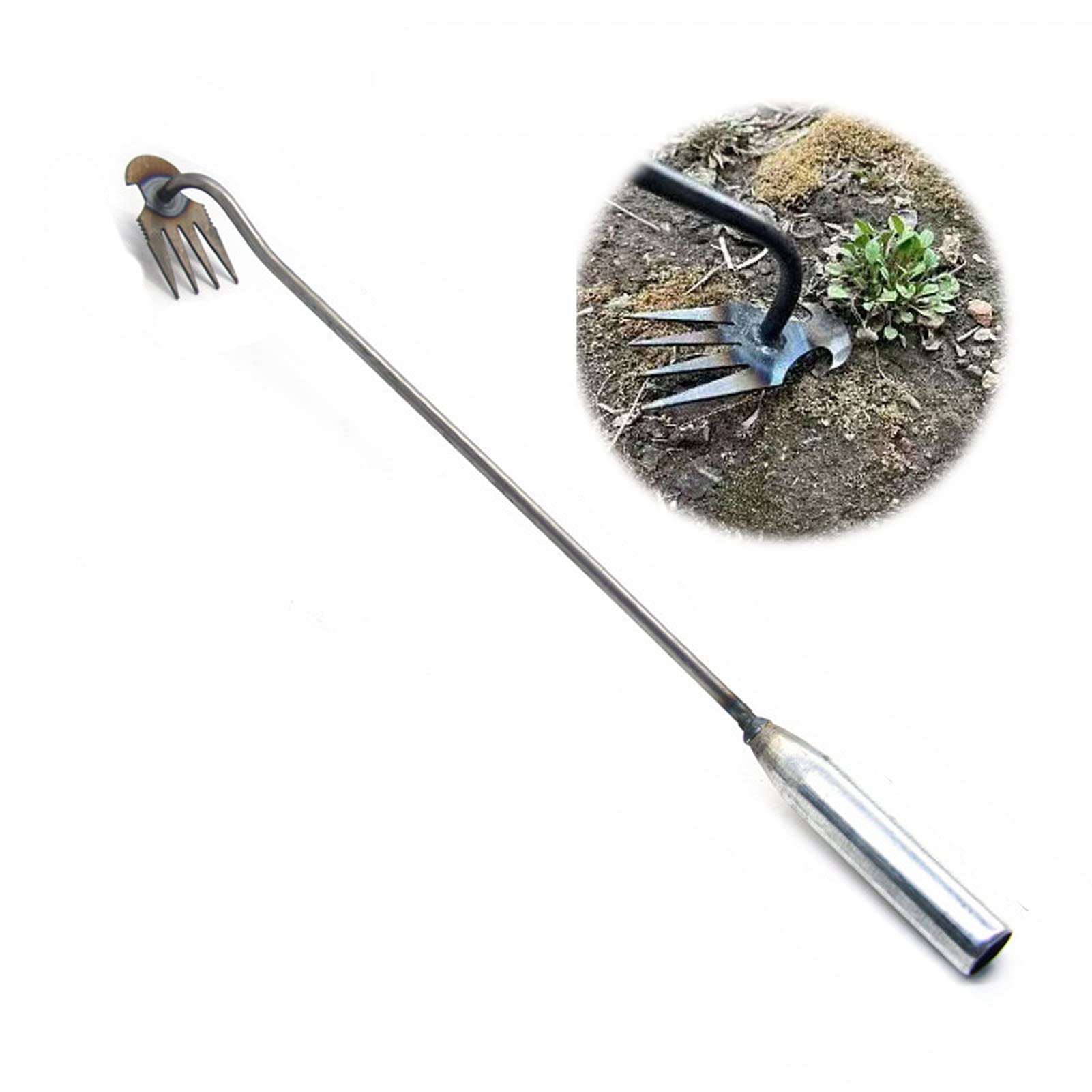 ILGUN New weeding artifact, 4-tooth dual-purpose weeder, manganese steel forged weeder, root weeder tool, hand weeder tool for garden garden farm weeding(g)
