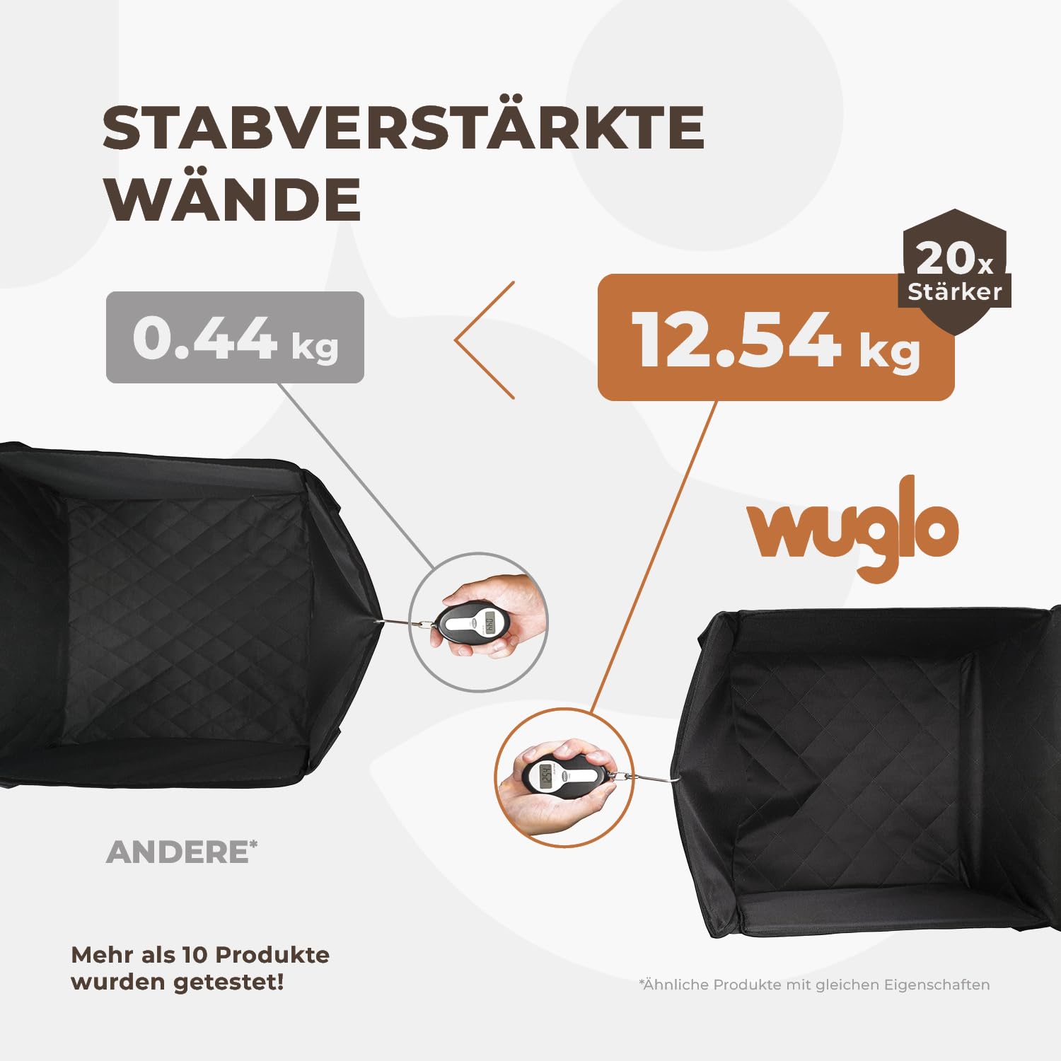 WUGLO Extra Stabiler Hunde Autositz – Hochwertiger Auto Hundesitz für kleine Hunde bis 12 kg – Verstärkte Wände und 3 Gurte – Wasserdichter Hundeautositz für Rück- und Vordersitz