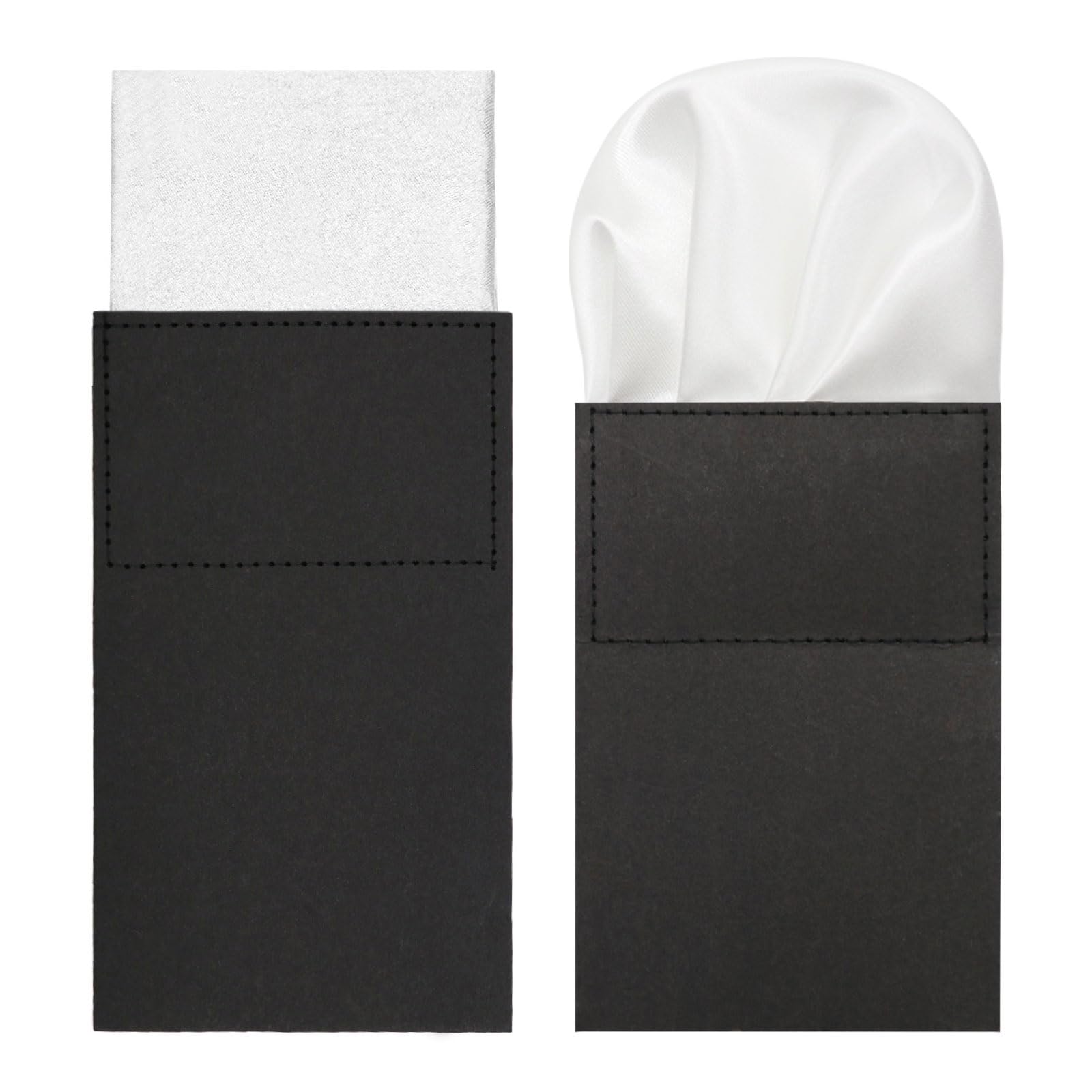 Prefolded Pocket Squares for Men Solid Color Pre-folded Mens Handkerchief Suit Pocket Square for Business Wedding-image-32