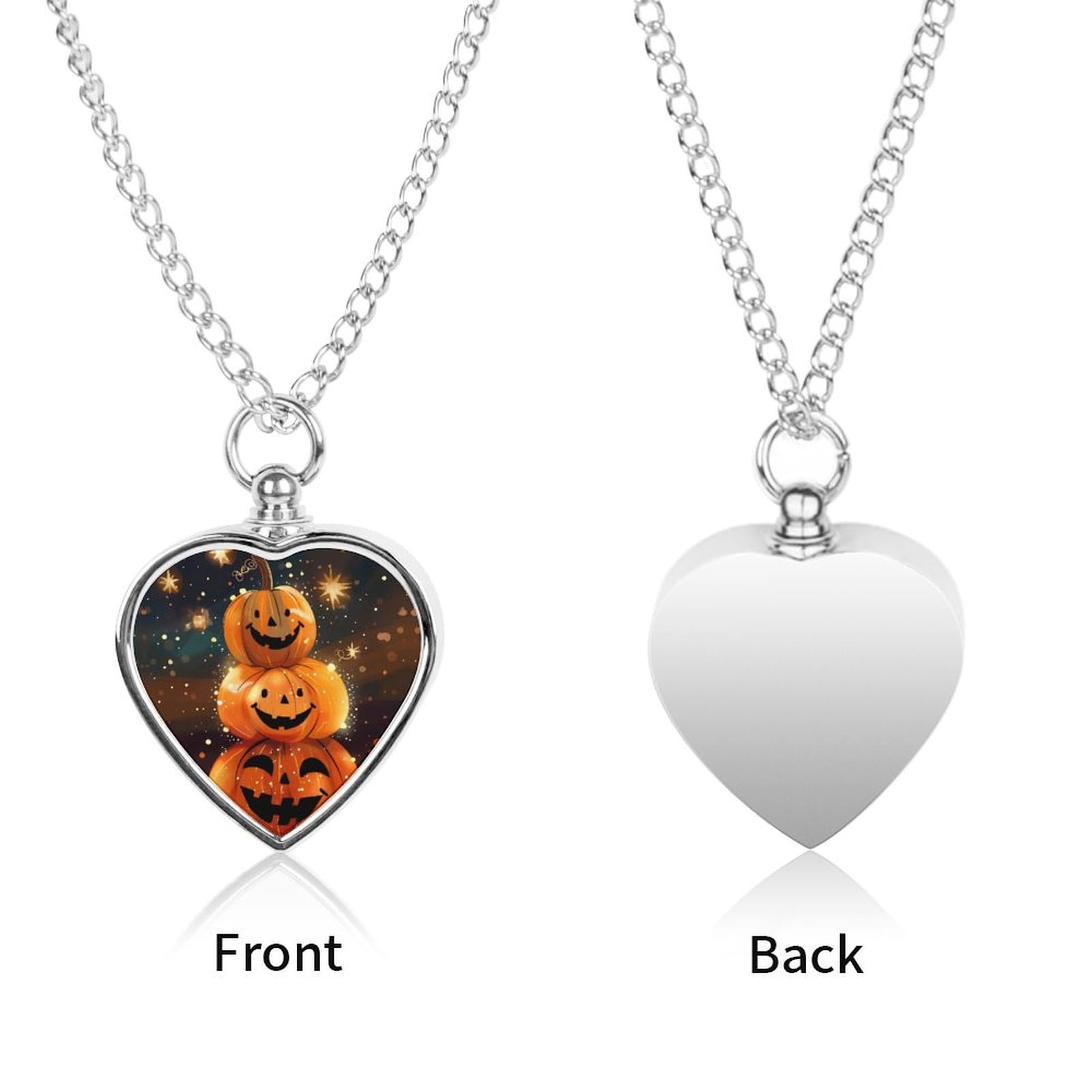 Pumpkin Urn Necklace for Ashes Cremation Jewelry Heart Memorial Pendant for Men Women