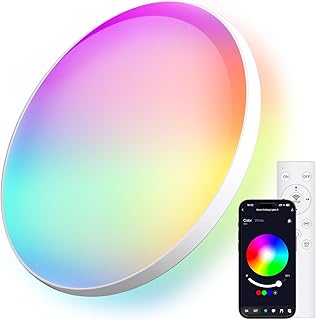 Oraymin Ceiling Light with Remote Control, 24 W RGB Colour Changing LED Ceiling Light with App Control, 2700 K – 6500 K Be…
