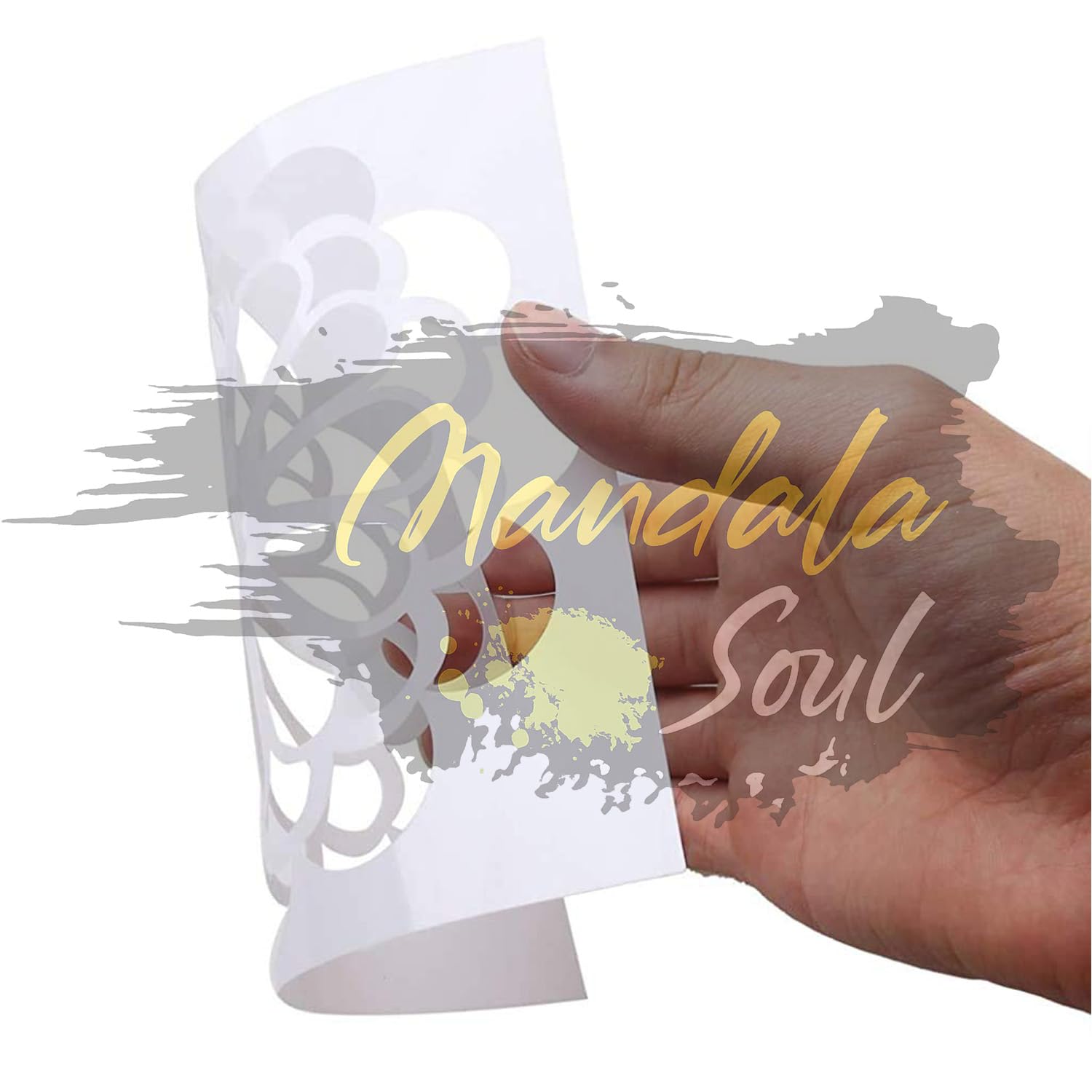 Mandala soul 16 Pcs Stencil Border, Reusable Painting Template for Home Decor, Crafting, DIY Albums and Printing,Art Scrapbook, Cake, Wall, Tile, Fabric
