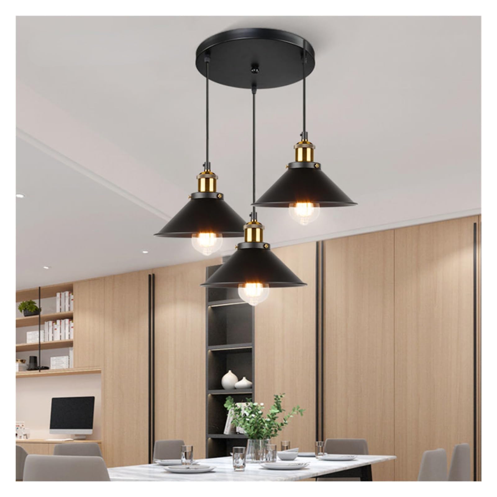 LYMSXAZOU Vintage Industrial Pendant Light, Retro Edison Chandelier with E27 Base, Stylish Hanging Fixture for Living Room and Dining Decor