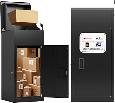 KAER Package Delivery Boxes for Outside,36.4"x 16.7"x 16.7" Cold-Rolled Steel Delivery Box for Packages & Mails, Anti-Theft Lockable Large Parcel Drop Box for Outdoor, Porch, Curbside