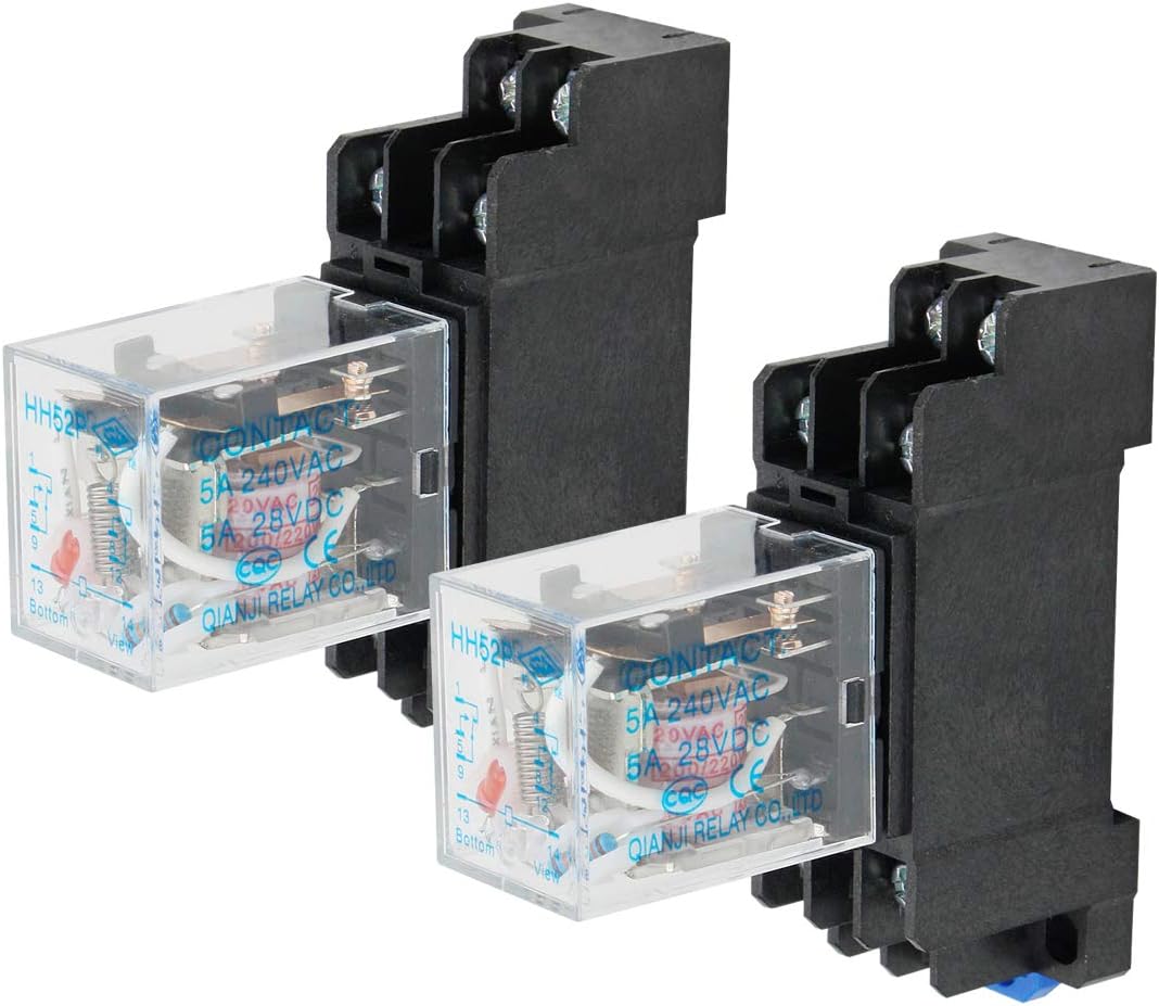 Electrical Buddy DPDT HH52P Coil 8 Pin General Purpose Relay with PYF08A Socket DC 220V 2PCS