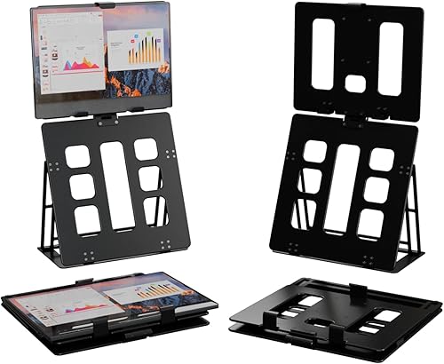 HNL Soporte para monitor portátil, soporte para iPad y tableta, retención de abrazadera, escritorio pequeño plegable y montable, soporta pantalla de