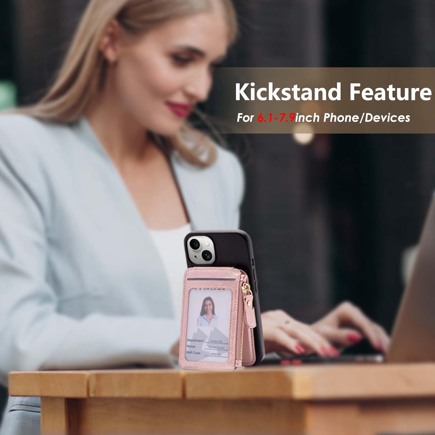 M-Plateau Foldable Phone Wallet，iPhone Card Holder Stick On with Flexible Zipper Coin Purse Multifunctional Kickstand Design, Fits 6.1 and Above Leather or Smooth Surface Phone case - Image 6