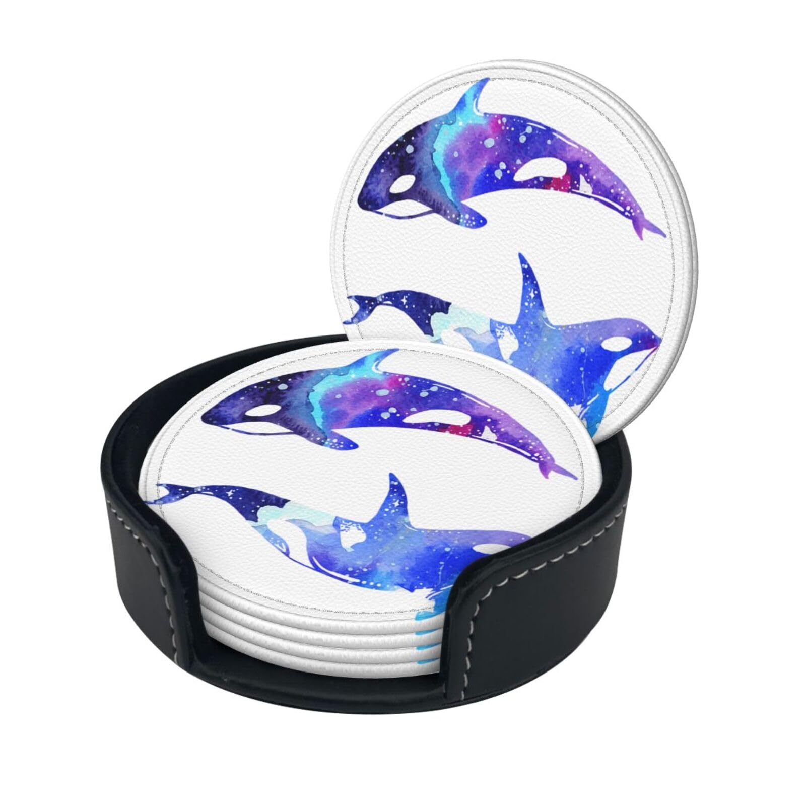 Orca Killer Whale Print Coaster With Storage Box For Home, Office, And Restaurant Use