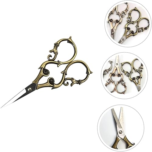 Miniatura 2 de Operitacx La vendimia del acero inoxidable Scissor las tijeras de coser del bordado curvó la tijera para el hilo de corte
