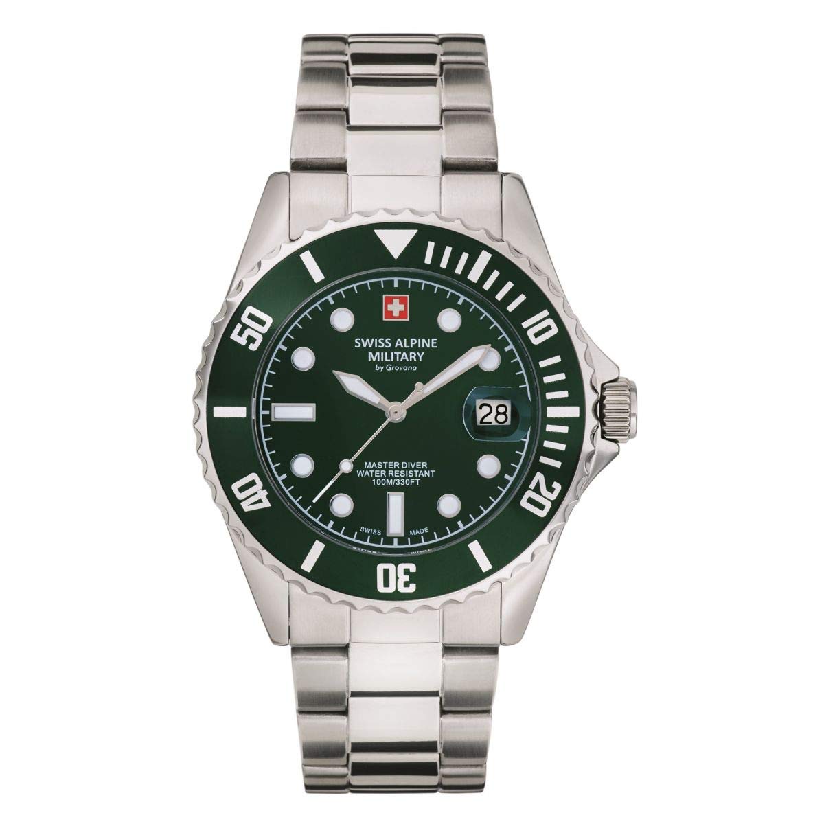 Swiss Alpine Military Master-Diver 7053.1 Reloj analógico de Cuarzo de Acero Inoxidable para Hombre