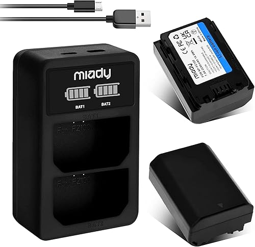 Miady NP-FZ100 - Batería de repuesto y cargador LCD dual modelo de actualización compatible con Sony Alpha A7III, A7RIII, A9, A9R, A9S, A6600, disponible en Yaxa Colombia