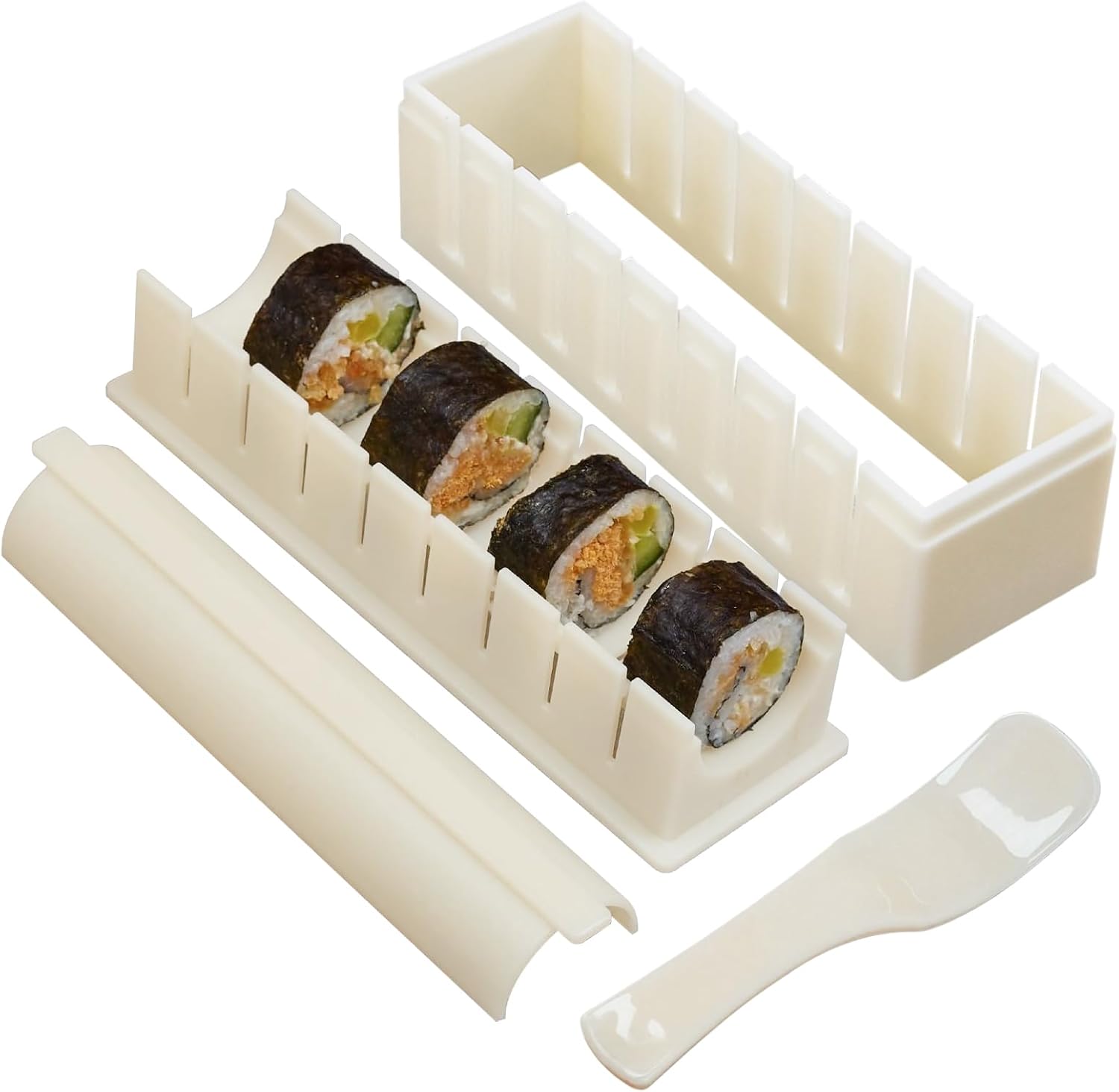 Sushi Making Kit,Plastic Sushi Maker Tool Round Type Sushi Rice Roll Mold Shapes & Spatula DIY home Sushi Tools (Round Type)