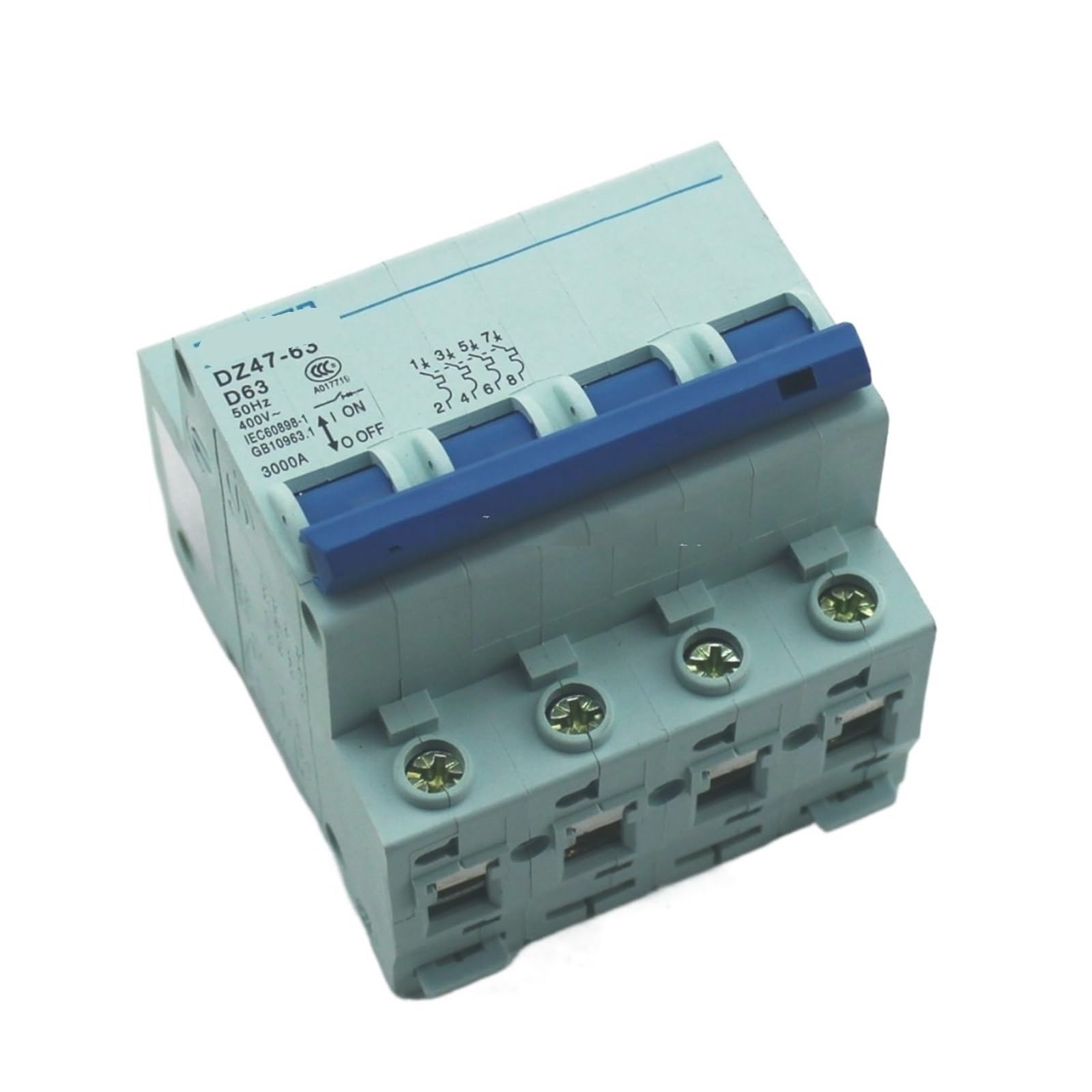 Disjoncteur 4P 63A pour protection de tableau électrique tétrapolaire 240V/415V