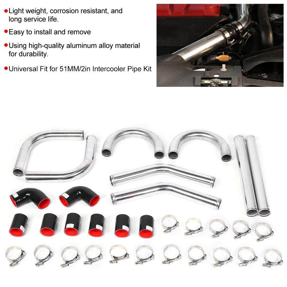 KIMISS Kit Tubi Intercooler Universale in Alluminio per Auto - 51mm/2in con Accessori di
