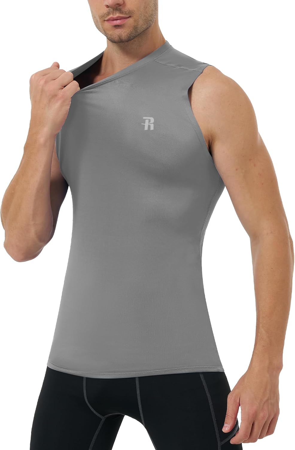 Runhit Mens Sleeveless Compression Shirt Workout Muscle Tank Top Quick Dry Athletic Base Layer Undershirt for Basketball - Image 6