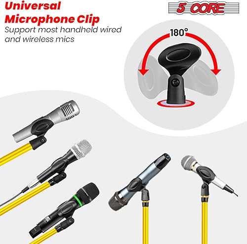 Miniatura 5 de 5 Core Soporte de micrófono Par de pie Universal Altura Ajustable Trípode Soportes de micrófono w brazo telescópico extensible plegable portátil w 2