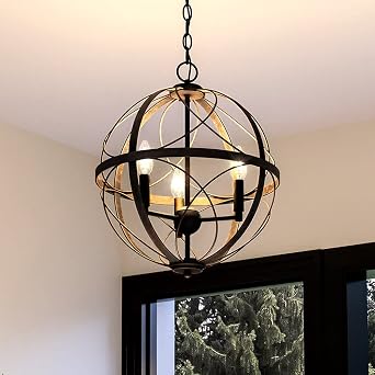 Urban Ambiance Luxury Farmhouse Chandelier, Medium Size 19.75H x 16W, with Transitional Style Elements, Olde Bronze Finish, UHP4400, Omaha Collection