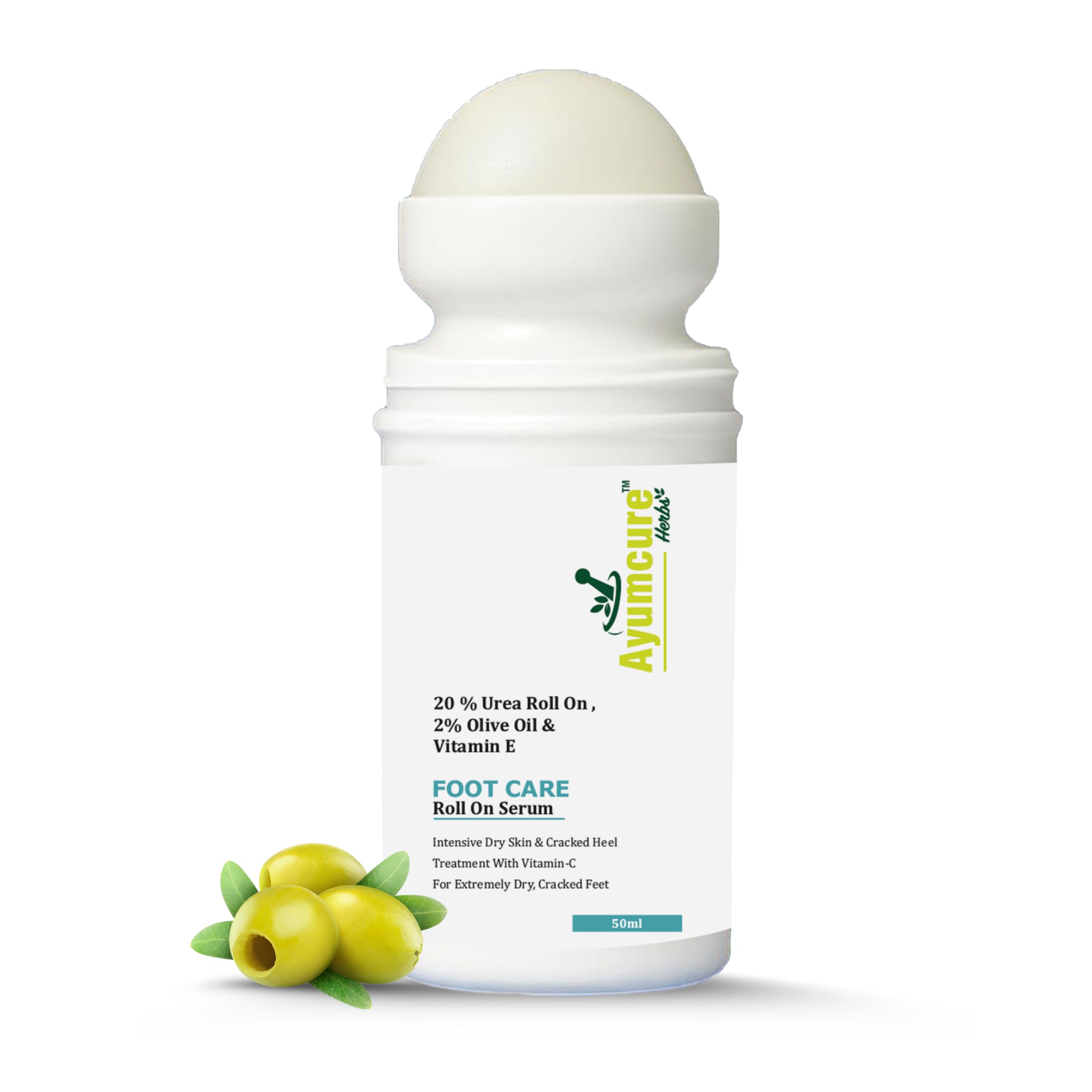 Ayumcure 20% Urea Foot Care Roll On Serum | Treats Dry Skin, Cracked Heels & Rough Feet | 2% Olive Oil & Vitamin E With Vitamin C for Deep Nourishment | 50ml | For Men & Women-image-35