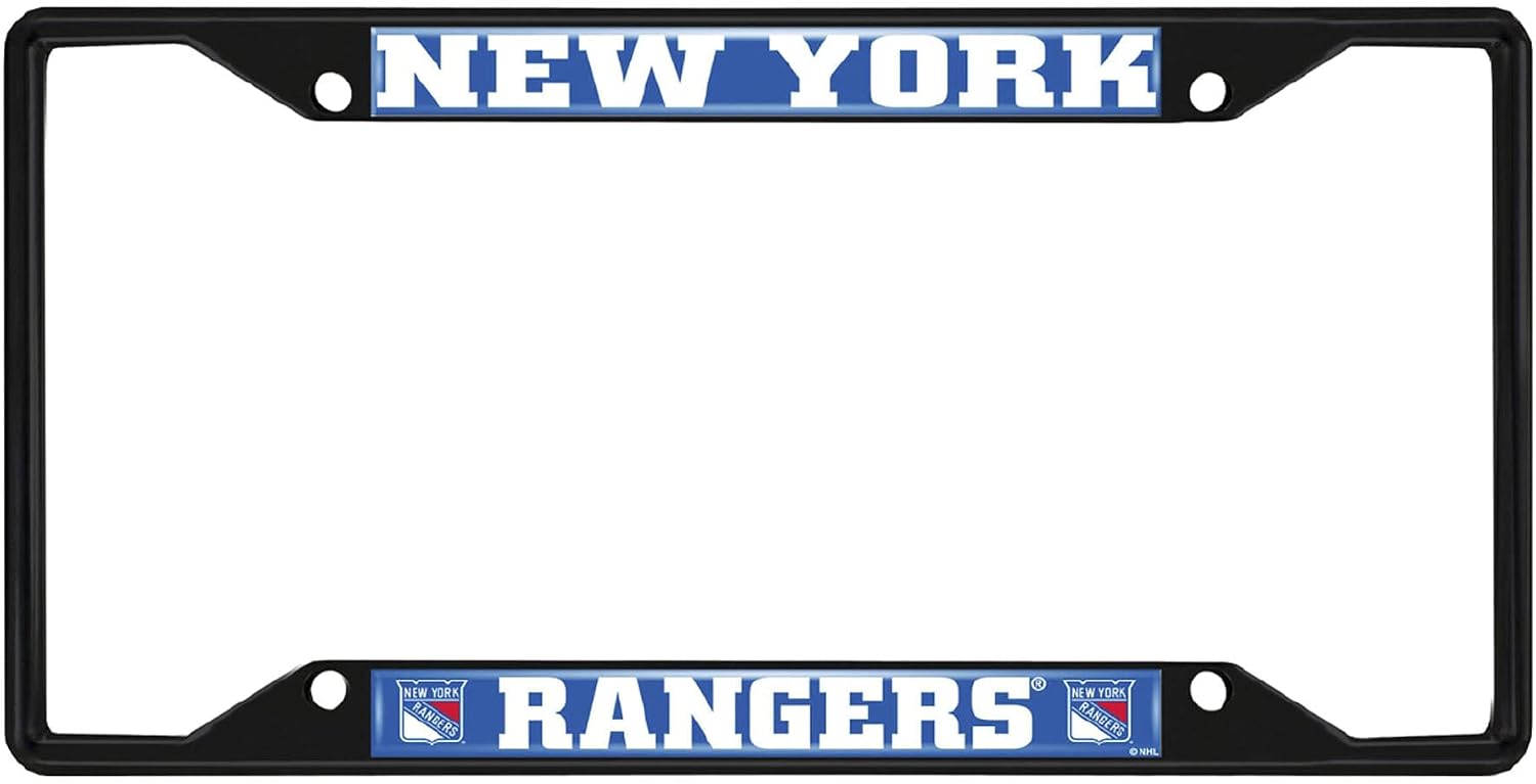 FANMATS 31387 New York Rangers Metal License Plate Frame Black Finish