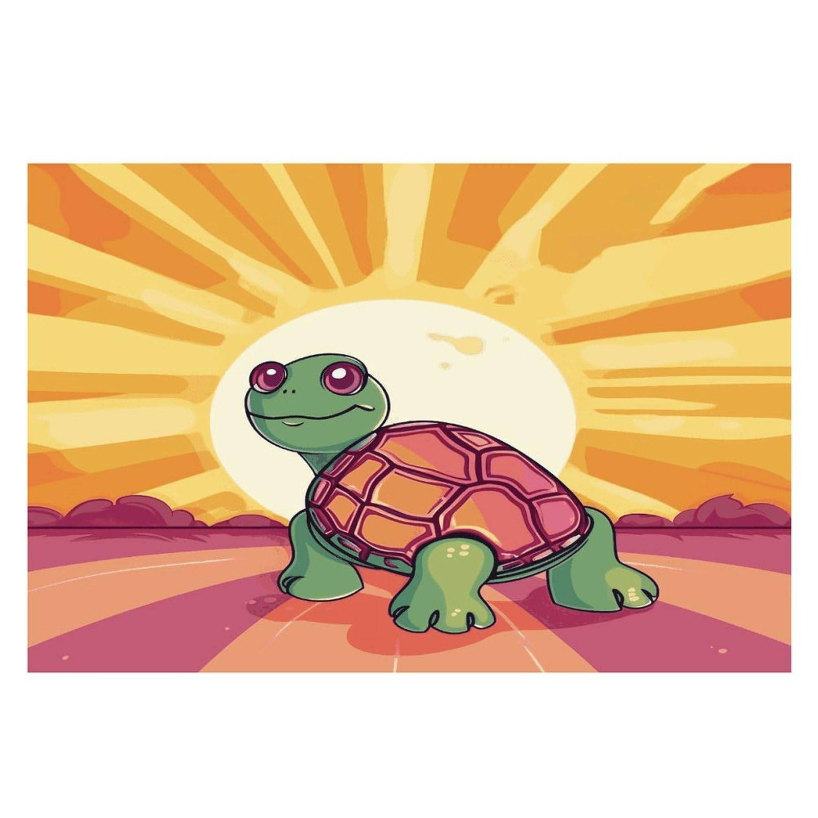 Turtle in The Sun Placemats Wipeable Heat Resistant Table Mats Washable Flax Place Mats Elegant Cloth Non-Slip Placemat for Kitchen Dinning Party Table Decor 12 * 18 in