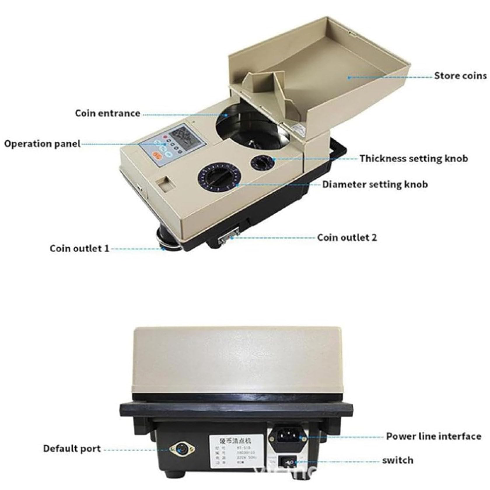 Macchina Selezionatrice Di Monete, Conta Monete Elettronico, Conta Monete Elettrico, SelezionatriceMacchina Avvolgitrice, Velocità Di Conteggio Di 1500 Monete Al Minuto,Per Monete Da 15 Mm A 34 Mm