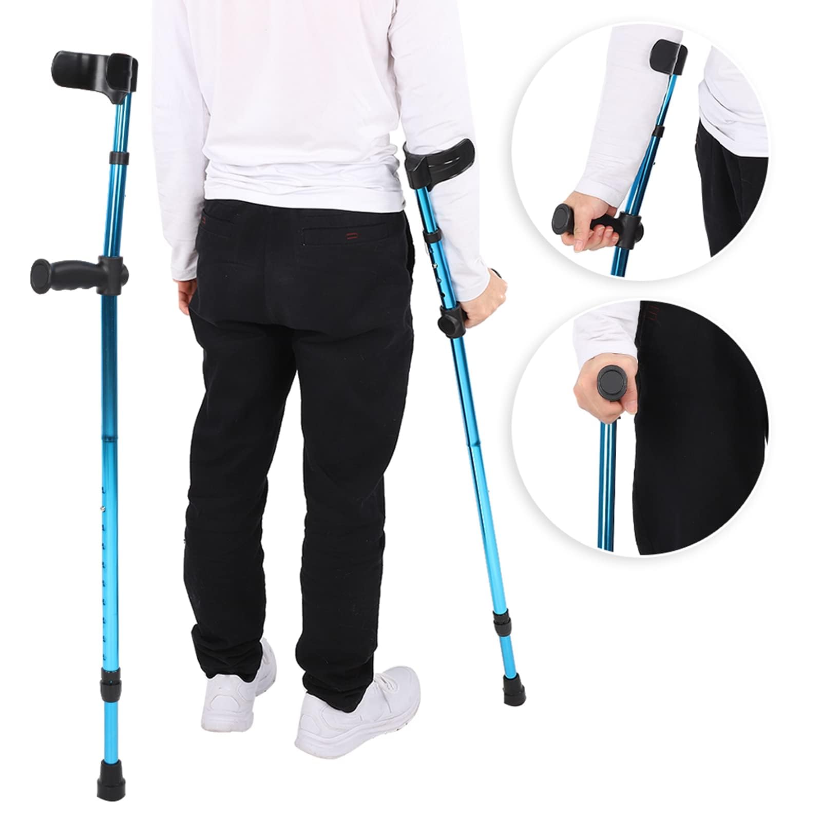 Bastón telescópico de aluminio ligero y ajustable con codo plegable y puño ergonómico para hombres y mujeres, ayuda de movilidad ideal para mayor comodidad y apoyo