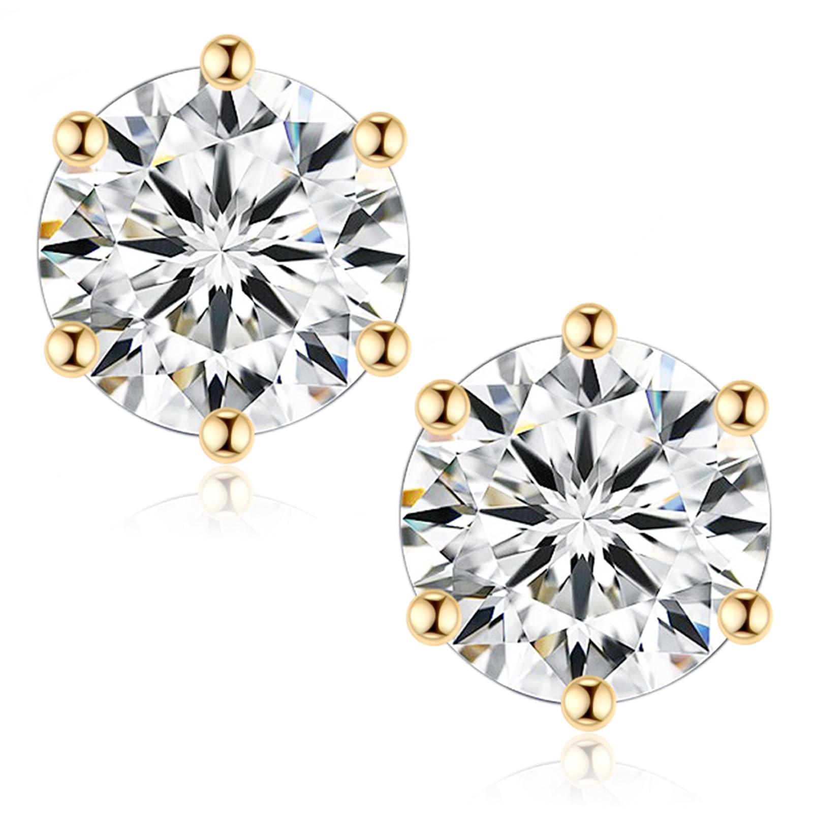 Moissanite Stud Earrings, C6P D Color Ideal Cut 925 Sterling Silver Earrings for Women with Certificate of Authenticity