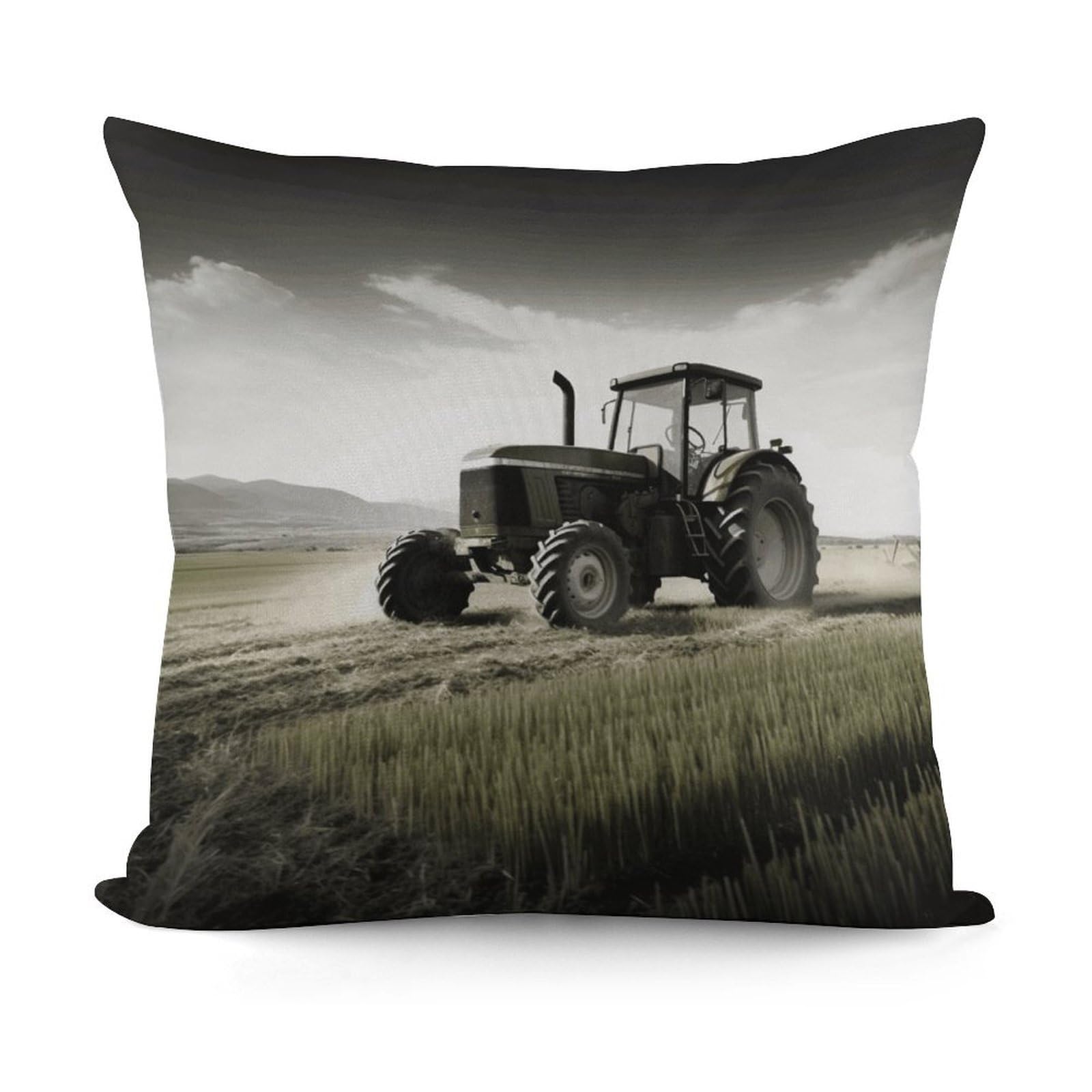 JTREHY Tractor Agriculture Tranquil Pillow Covers Decorative Throw Pillow Covers Soft Decor Couch Cushion Case Modern Square Pillow Cases Summer Pillow Cover for Sofa Living Room 18x18 in